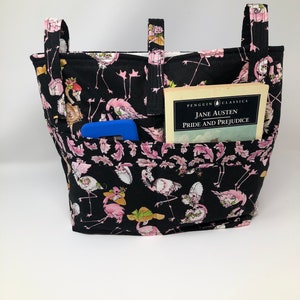 Walker Bag with Pink Flamingo fabric and Adjustable Straps