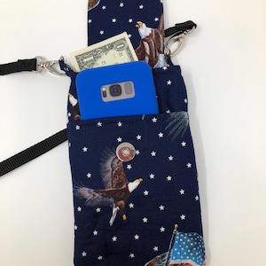 Quilted Cell Phone Bag Pattern: Cotton Fabric, Nylon Strap (Digital Download)