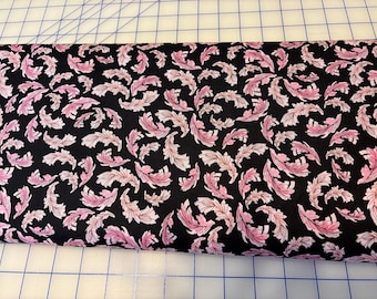 Tissu en coton floral : plumes de flamants roses, qualité du magasin de courtepointe, Lorelie Designs