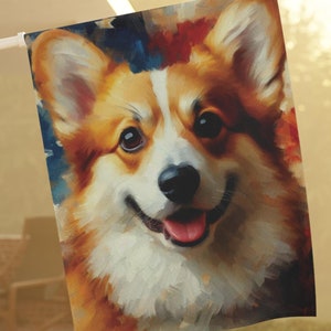 Pembroke Welsh Corgi Garden Flag, Patriotic Dog Portrait Banner, Dog Dad, Dog Mom, Memorial Day, Dog Lover Gift, American Flag