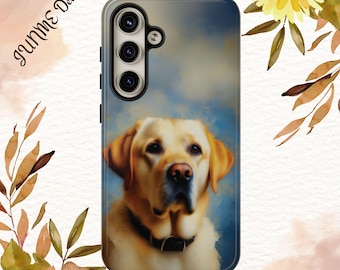Funda para teléfono para amantes de los perros, funda resistente para labrador retriever, funda protectora con retrato de mascota, regalo para dueños de animales, carcasa para teléfono con labrador amarillo, mamá y papá perros