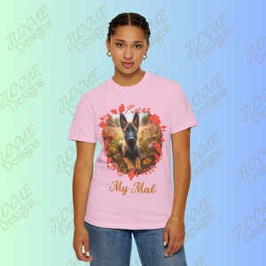 Belgian Malinois Puppy Field of Flowers T-shirt, Belgian Malinois Tee