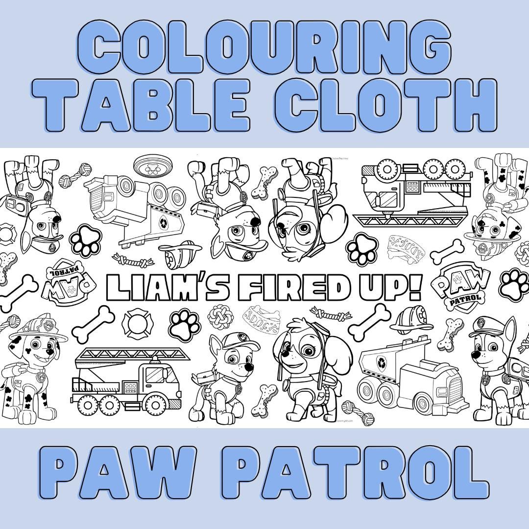 PAW PATROL Personalized Giant Paper Colouring Banner Table Cloth, Kids ...