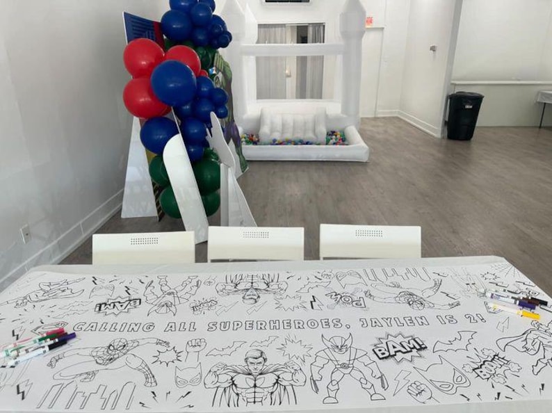 SUPERHERO Personalized Giant Paper Colouring Banner Table Cloth, Kids ...