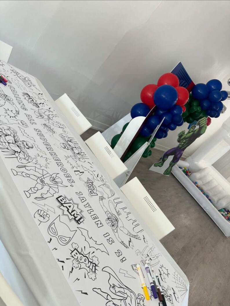 SUPERHERO Personalized Giant Paper Colouring Banner Table Cloth, Kids ...