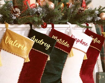 Personalized Velvet Christmas Stockings with Name: Monogrammed Stocking Holiday Decorations, 2025 Christmas GiftS