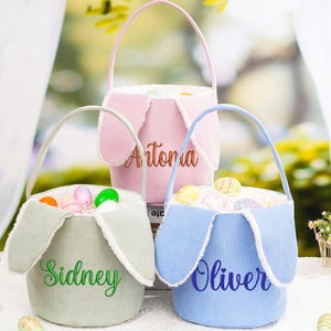 Personalized Easter Basket With Name,Embroidered Easter Bunny Basket,Corduroy Easter Basket,Easter egg hunt basket,Easter Gifts for Kids
