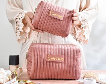 Custom Velvet Makeup Bag: Personalized Travel Toiletry Pouch