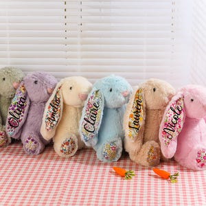 Personalized Plush Easter Bunnys Rabbit,Stuffed Bunny Rabbit,Easter Gift for Kid Girl Boy,Baby Shower Gift,Flower Girl Proposal,Easter Decor