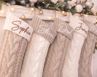 Embroidered Knit Christmas Stocking: Personalized Family Decor