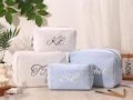Personalized Waffle Weave Cosmetic Bag: Embroidered Monogram Makeup Bag