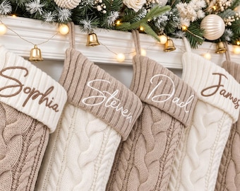 Embroidered Knit Christmas Stocking: Personalized Family Decor