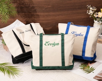 Personalized Embroidered Canvas Tote Bag, Custom Text Gift