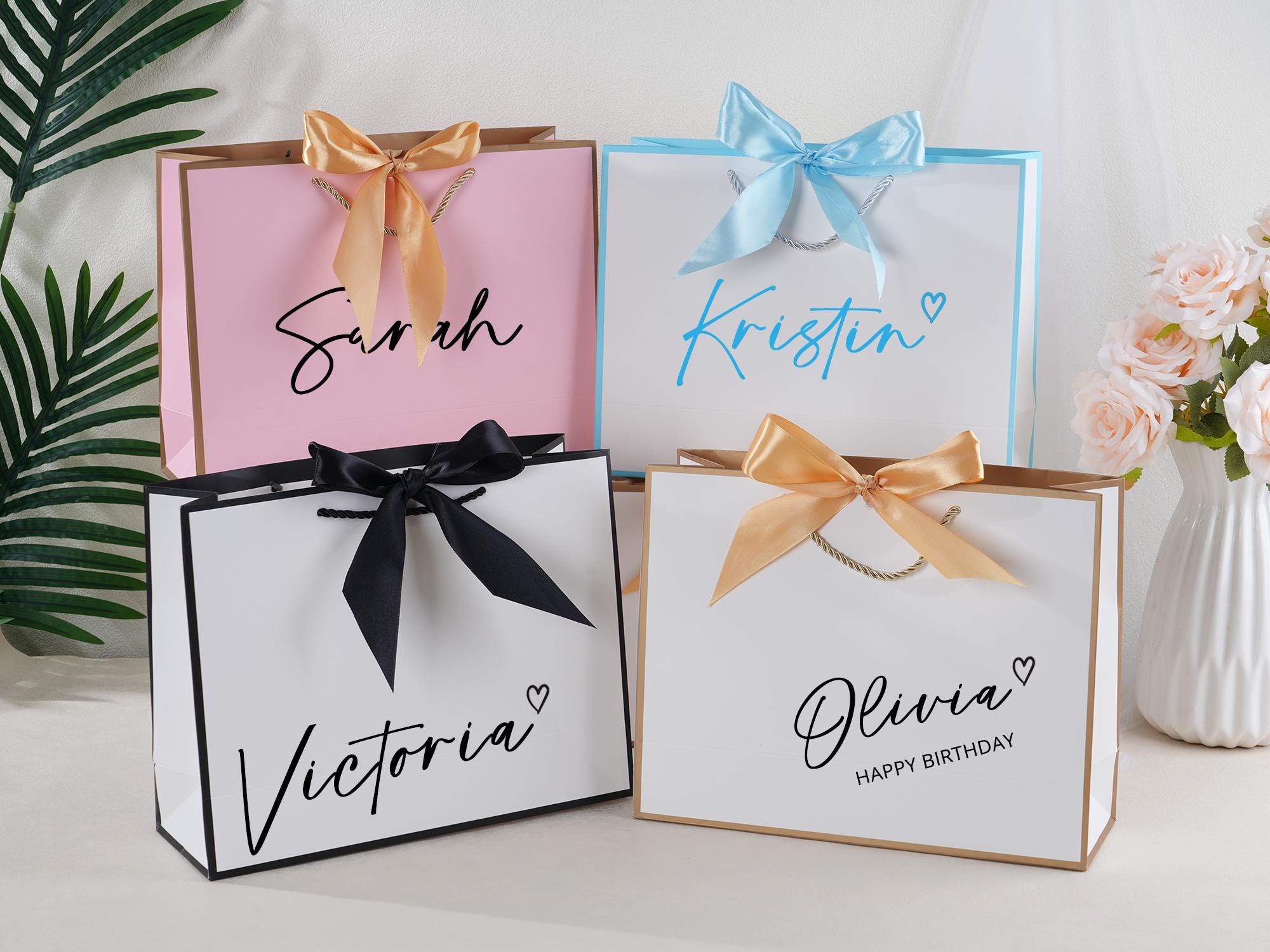 Personalized Bow Gift Bag: Custom Name & Message, Bridal Party Favor - Etsy