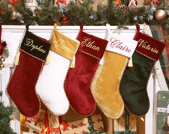 Personalized Velvet Christmas Stockings with Name: Monogrammed Stocking Holiday Decorations, 2026 Christmas Gifts