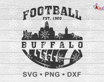 Fútbol americano de búfalo SVG PNG DXF, silueta de búfalo, arte de pared para camisetas, tazas y vasos, descarga digital