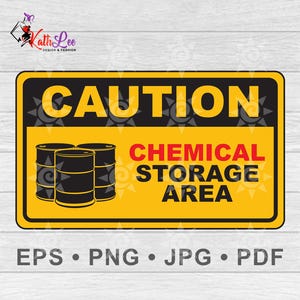 Printable Caution Chemical Storage Area Sign, Vector Files, Instant Download, Eps, Png, Jpg, Pdf, Danger Sign, Warning Sign, Notice Sign