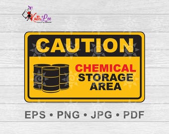 Vorsicht Chemikalienlager Bereich Schild, Vektor-Dateien, Sofort-Download, Eps, Png, Jpg, Pdf, Gefahrenschild, Warnschild, Hinweisschild