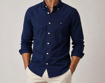 Tommy Hilfiger Men’s Long Sleeve Cotton Oxford Style Shirt