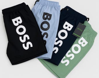 Men's Hugo Boss Swim Shorts With Bold Boss Logo drawstring two pocket RRP 59 Quick dry