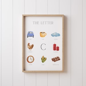 Cartel Educativo Letra C Inglés PDF Descargar, imprimir en casa, A4 + A3, Decorativo en Hogares, Aulas y Salas de Juego/Guarderías