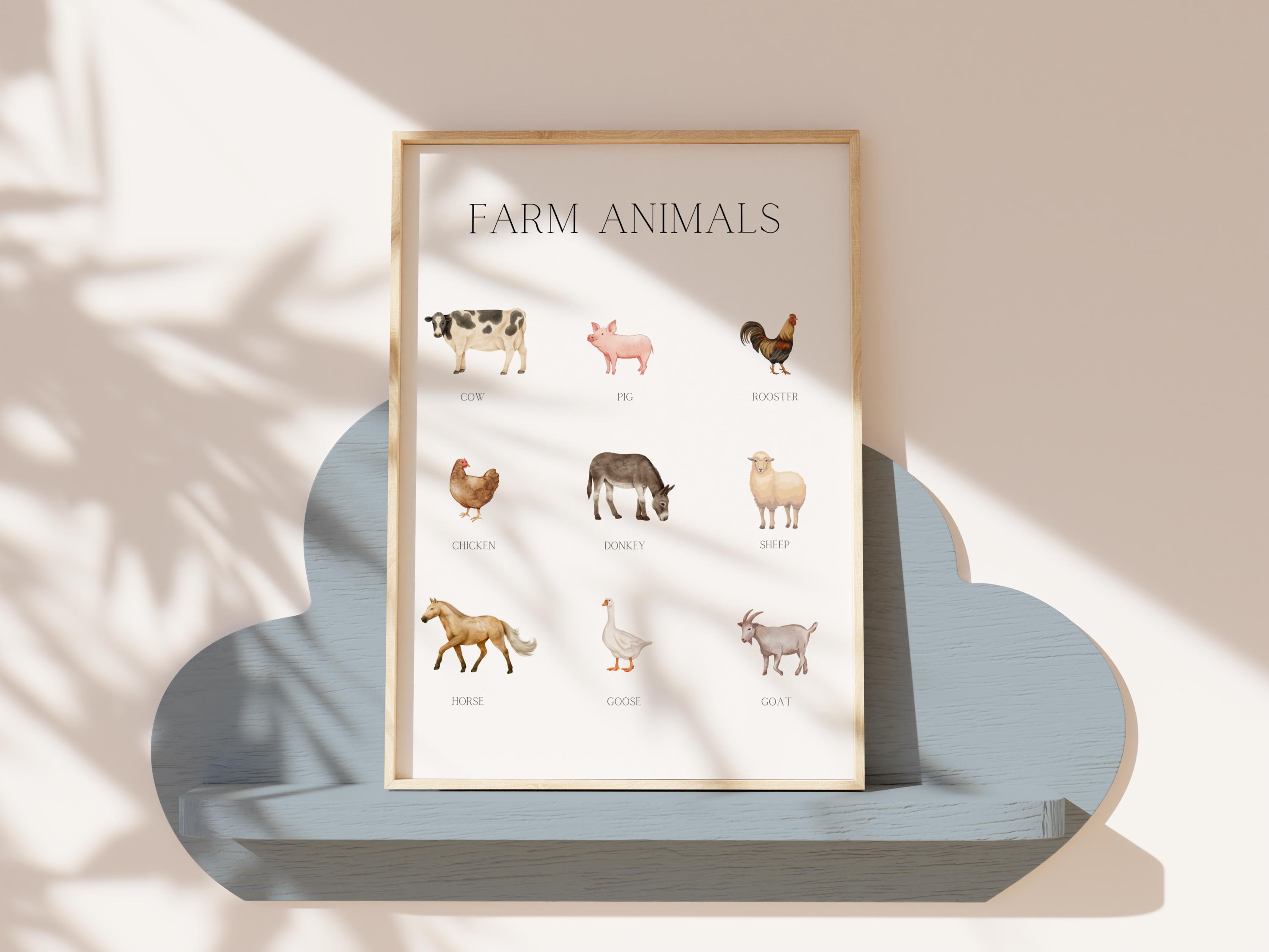 Farm Animals Printable Poster PDF Download,english, A4 A3, Farm Animals ...