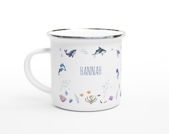 Personalized Ocean Animals Enamel Mug: Children's Gift