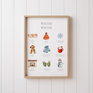 Cartel Bilingüe INVIERNO PDF Descargar, Alemán e Inglés, A4+A3 Fácil de Imprimir, Decorativo en Hogares, Aulas y Salas de Juego/Guarderías
