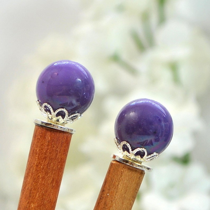 Purple Hair Sticks Pair Of Chinese Bun Pins Etsy
