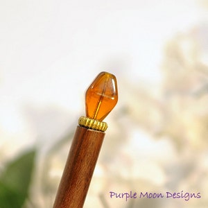 Brown Hair Chopstick Amber Bun Pin Hair Stick for Sale Brown Hair Beads Autumn Prairie image 2