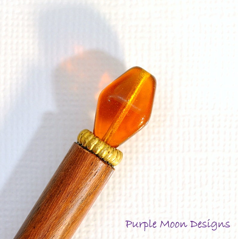 Brown Hair Chopstick Amber Bun Pin Hair Stick for Sale Brown Hair Beads Autumn Prairie image 1