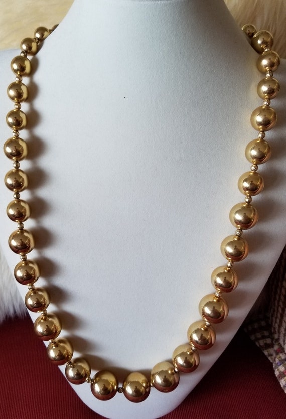 TRIFARI 25" VINTAGE Golden Graduated Beads Necklac