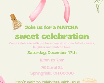 Digital | Editable Matcha Invitation