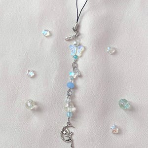 Moon Fairy Phone Charm | Phone Strap Accessory, Bag Charm, Moon and Stars, Fairy Dangle Keychain, Beaded Phone Charm