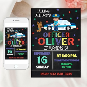 EDITABLE Police Birthday Party Invite, Officer Birthday invite, Calling All Units Birthday Invitation, Officer Birthday Invite