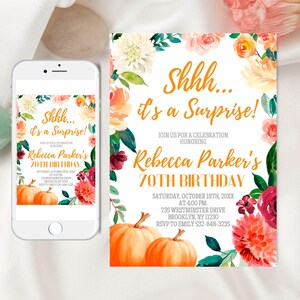 Pumpkin Surprise Birthday Invitation: Editable Fall Party (Canva)