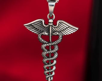 Eudora Collana In Argento Sterling 925 Con Caduceo, Ali Di - Foto 3