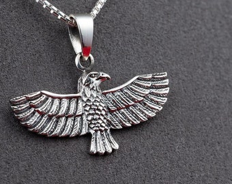 RIJPEX Ciondolo A Forma Di Aquila in Argento Sterling S925, Collana in Argento Sterling Personalizzata Da Uomo E Da Donna Alla Moda E Versatile,Argento,Pendant + Chain 65cm