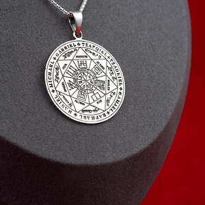 Seal of the Seven Archangels Necklace 925 Sterling Silver, Silver Archangel Pendant, Protective Seals of Solomon, 7 Archangels Sigil
