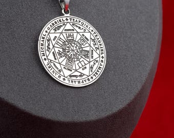 Seven Archangels Seal Necklace, 925 Sterling Silver Solomon Pendant, handmade Protective Seals of Solomon, gift idea