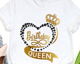 Birthday Queen Shirt, Heart Pearl Birthday Girl Shirt For Women, 30th Birthday Gift Tee,Birthday Party Shirt,Crown Birthday Party,Bday Queen
