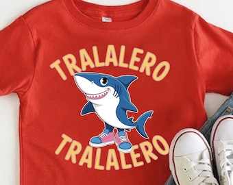 Tralalero Tralala Shark Shirt For Adult and Kids, Funny Shark Meme T-shirt, Italian Brainrot Meme, Shark With Shoes Shirt, Viral Meme Tee