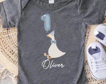 Silly Goose Custom Name Birthday Tee, First Birthday Boy Shirt, Custom Birthday Goose Shirt, Silly Goose Birthday Boys,Cute Animal Gift Bday