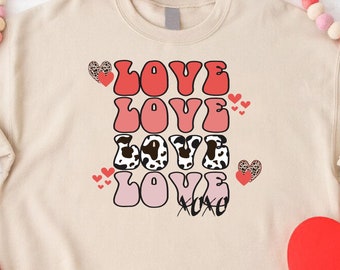Retro Love Sweatshirt, XOXO Sweatshirt,Women Valentine Gift,Cute Teacher Valentine Sweat,Valentines Day Gift,Cute Valentine Gift,Lover Shirt