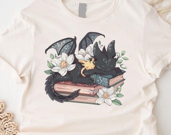 Fantasy Book Dragon Shirt, Book Lover Shirt, Fantasy Reader Shirt, Bookish Shirt, Fantasy Book Shirt, Bookworm Gift, Floral Bookish Shirt
