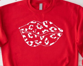 Leopard Lip Sweatshirt, Cute Valentine's Day Outfit