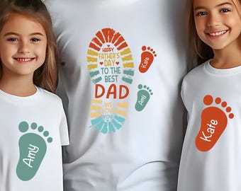 Custom Happy Father's Day Shirt, Custom Footprint Dad Grandpa Shirt,We Love You Dad Shirt, Custom Name Dad and Kids Shirt, Father's Day Gift