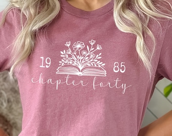 Floral 41st Birthday Shirt, Book Lover Gift, Born in 1985