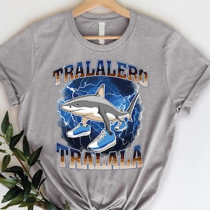 Tralalero Tralala Funny Shark With Shoes Shirt, Shark Bootleg Shirt, Viral Social Media Shirt, Weird Absurd Funny Shirt, Shark Meme Shirts