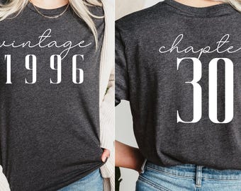Vintage 1995 Chapter 30 Shirt, 30th Birthday Shirt, Thirties Birthday Shirt Women Men,1995 Birthday Tee,Trendy 30 Bday Gift Double Sided Tee